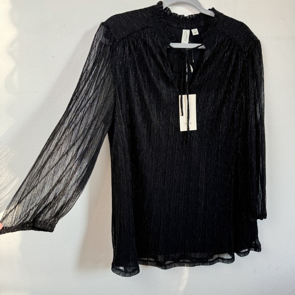 NWT Joie Pleated Shimmer Black Tunic 1X - Picture 4 of 7